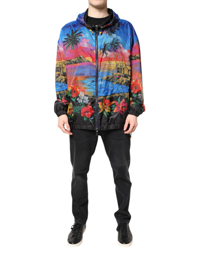 Dolce &amp; Gabbana Multicolor Print Windjack met Capuchon