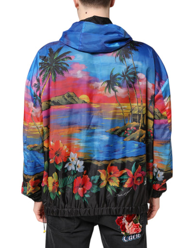 Dolce &amp; Gabbana Multicolor Print Windjack met Capuchon