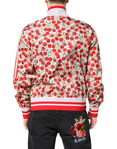 Dolce &amp; Gabbana Witte kersenprint bomberjack met volledige ritssluiting
