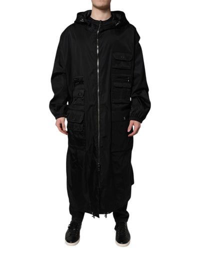 Dolce &amp; Gabbana Zwarte Lange Windjack met Capuchon voor Heren