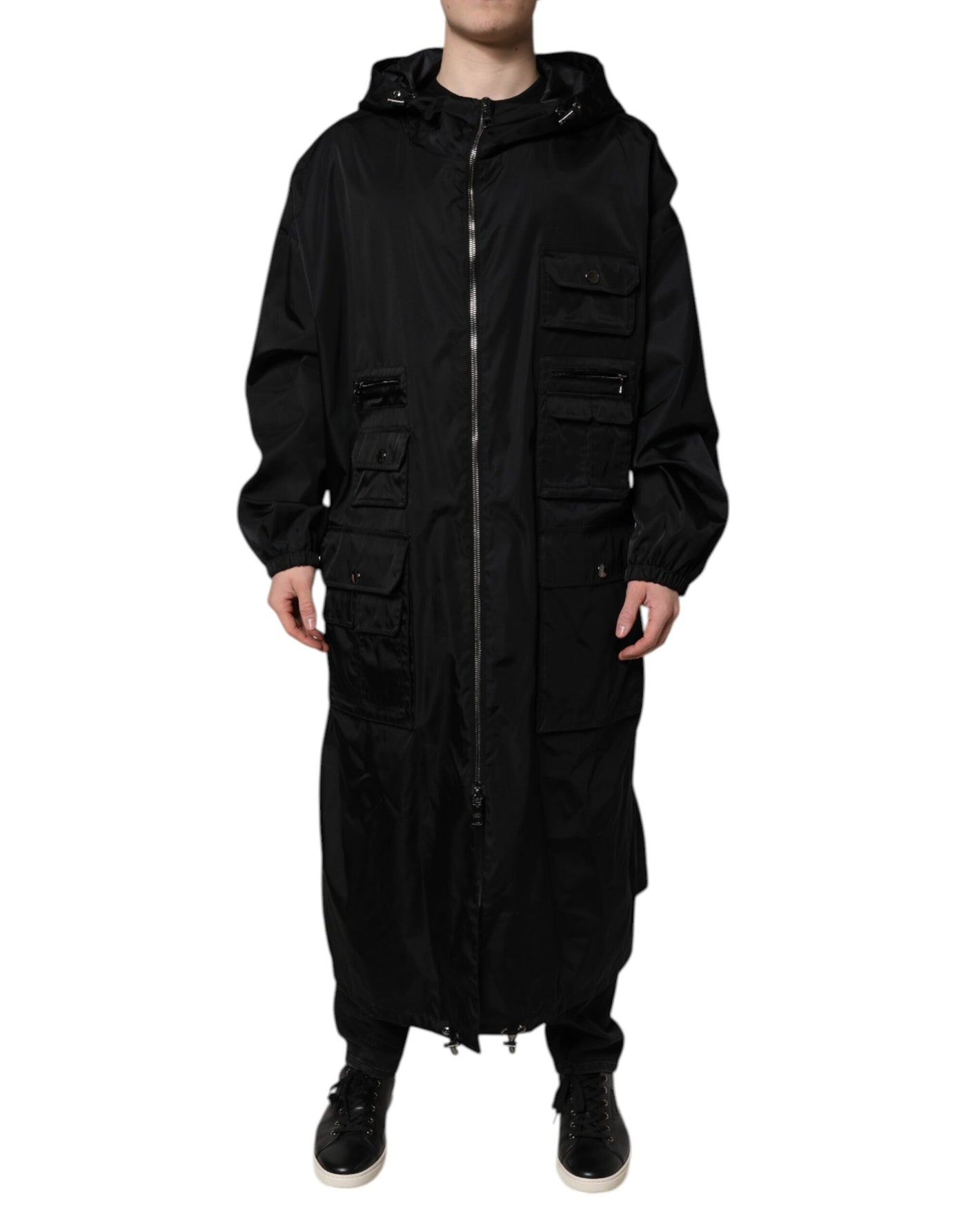 Dolce &amp; Gabbana Zwarte Lange Windjack met Capuchon voor Heren