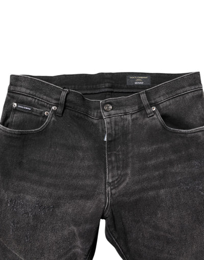 Jean skinny en coton délavé gris Dolce &amp; Gabbana