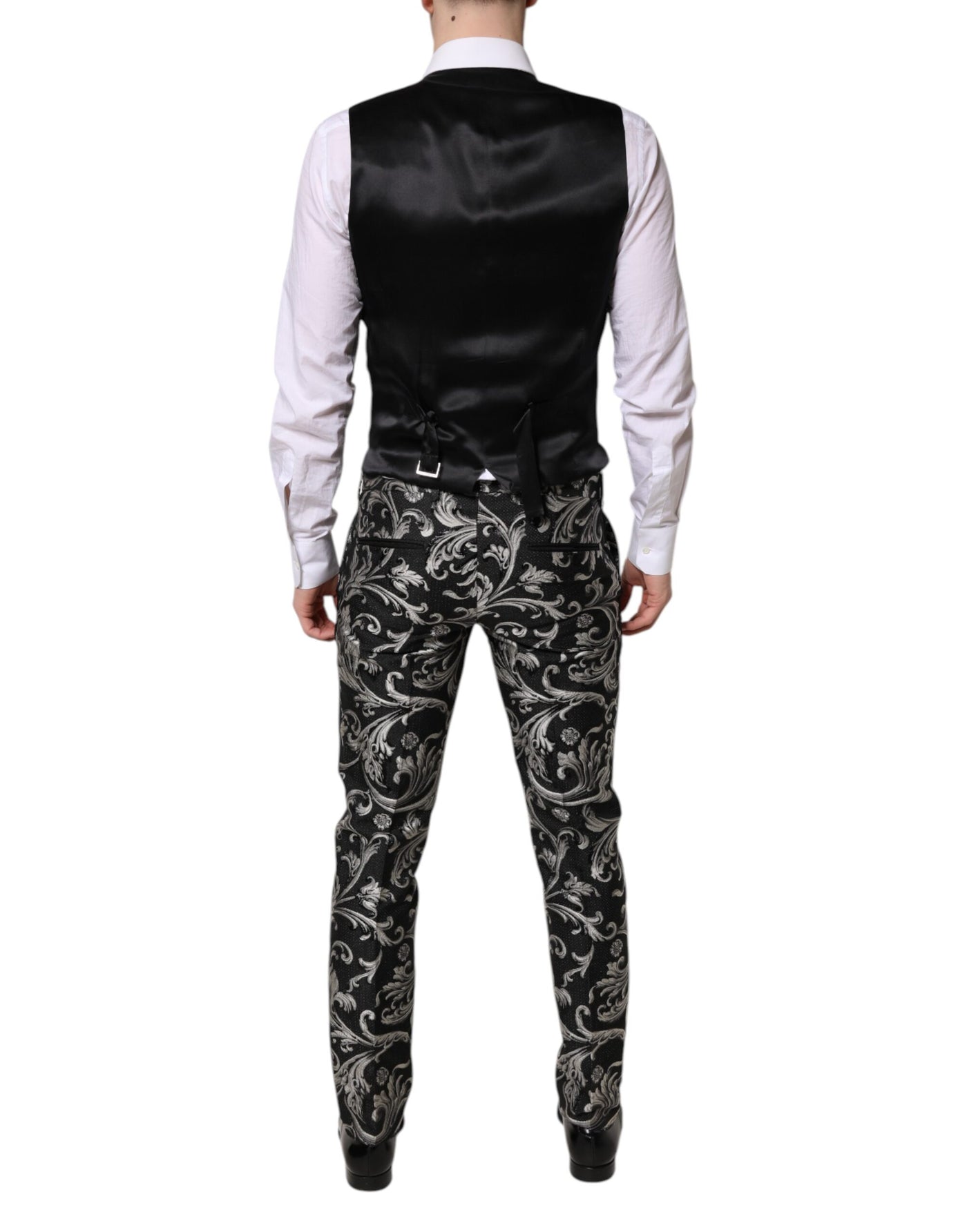 Dolce &amp; Gabbana Zwart Grijs MARTINI Jacquard Heren 3-delig Pak