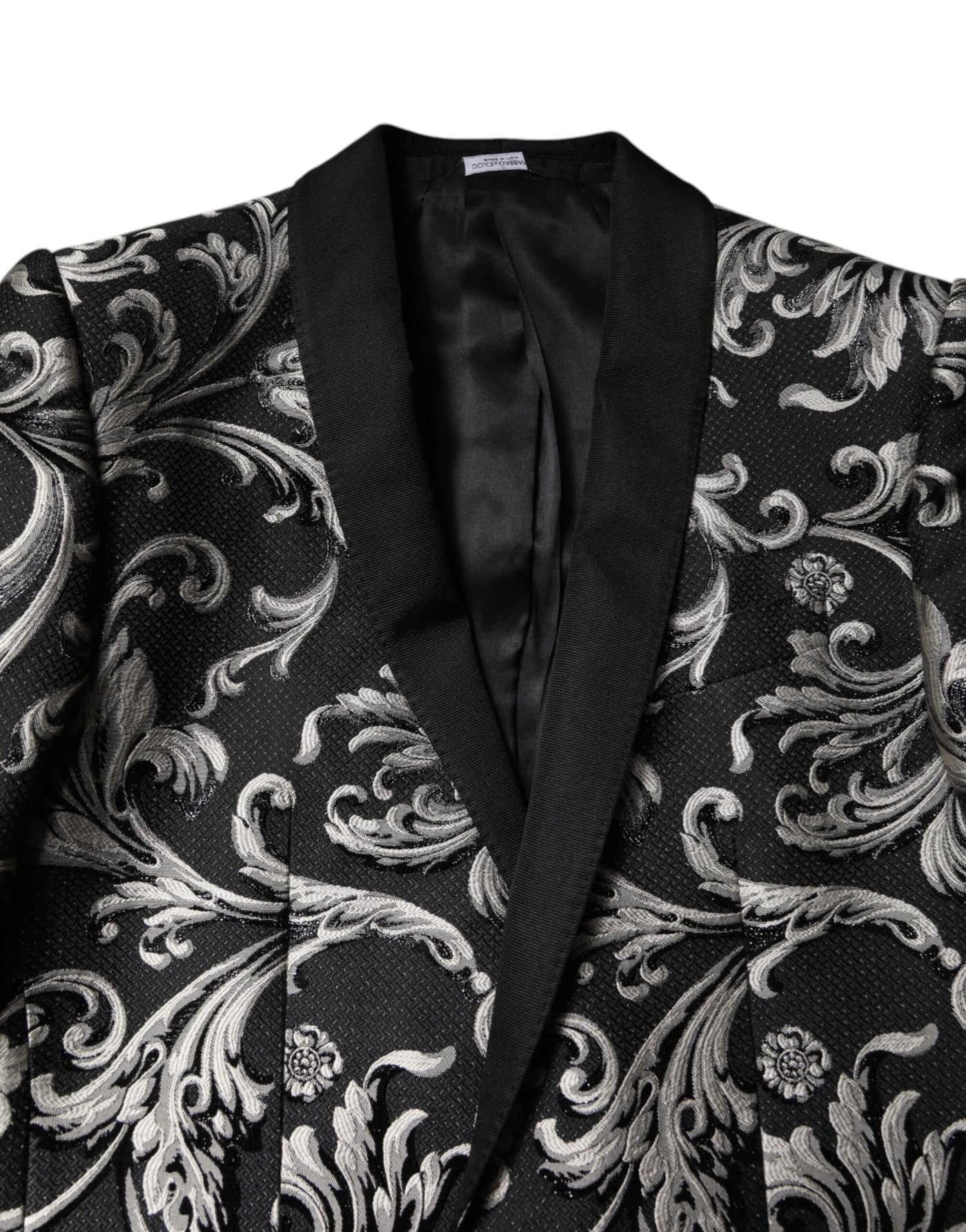 Dolce &amp; Gabbana Zwart Grijs MARTINI Jacquard Heren 3-delig Pak