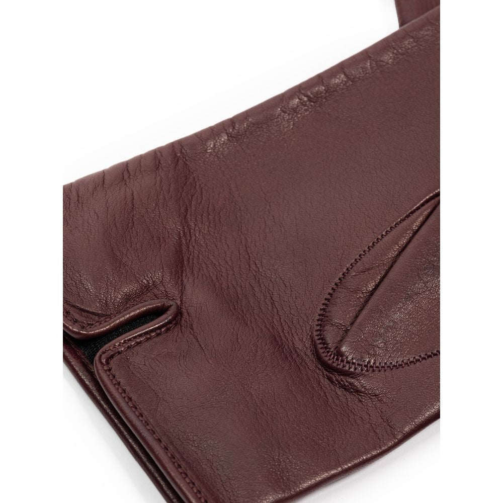 Gants en cuir bordeaux Dolce &amp; Gabbana