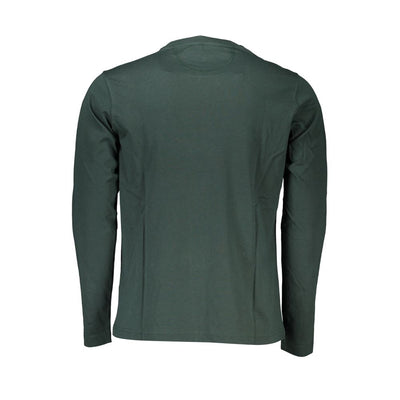 La Martina Elegante groene geborduurde katoenen T-shirt met ronde hals