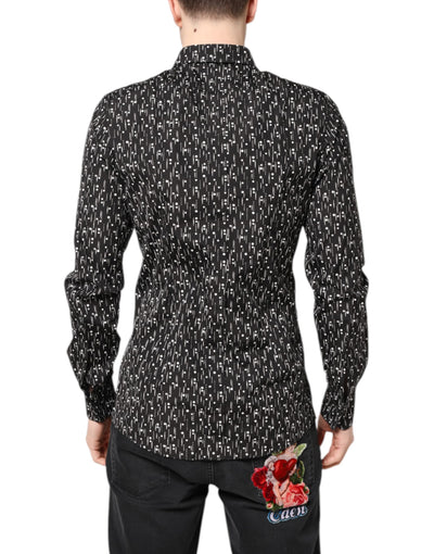 Dolce & Gabbana Black GOLD Floral Embroidery Formal Shirt