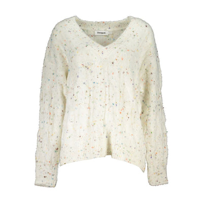 Desigual Chic Contrast V-hals Trui met Logo Detail