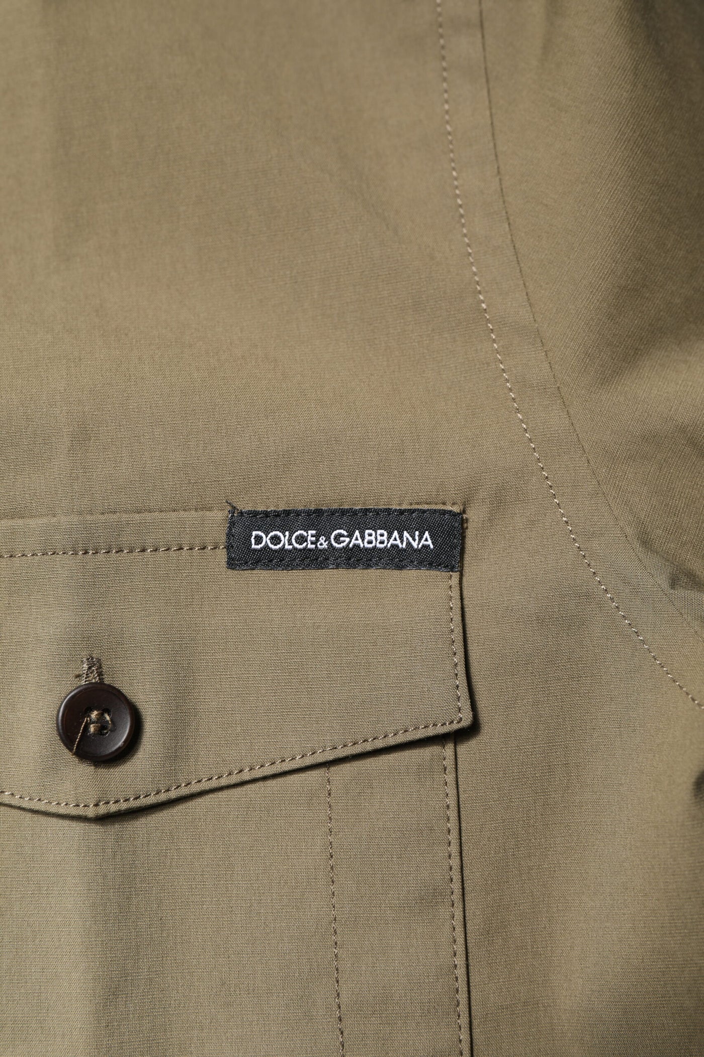 Chemise décontractée à manches longues en coton stretch marron Dolce &amp; Gabbana