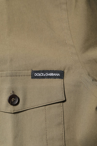 Chemise décontractée à manches longues en coton stretch marron Dolce &amp; Gabbana