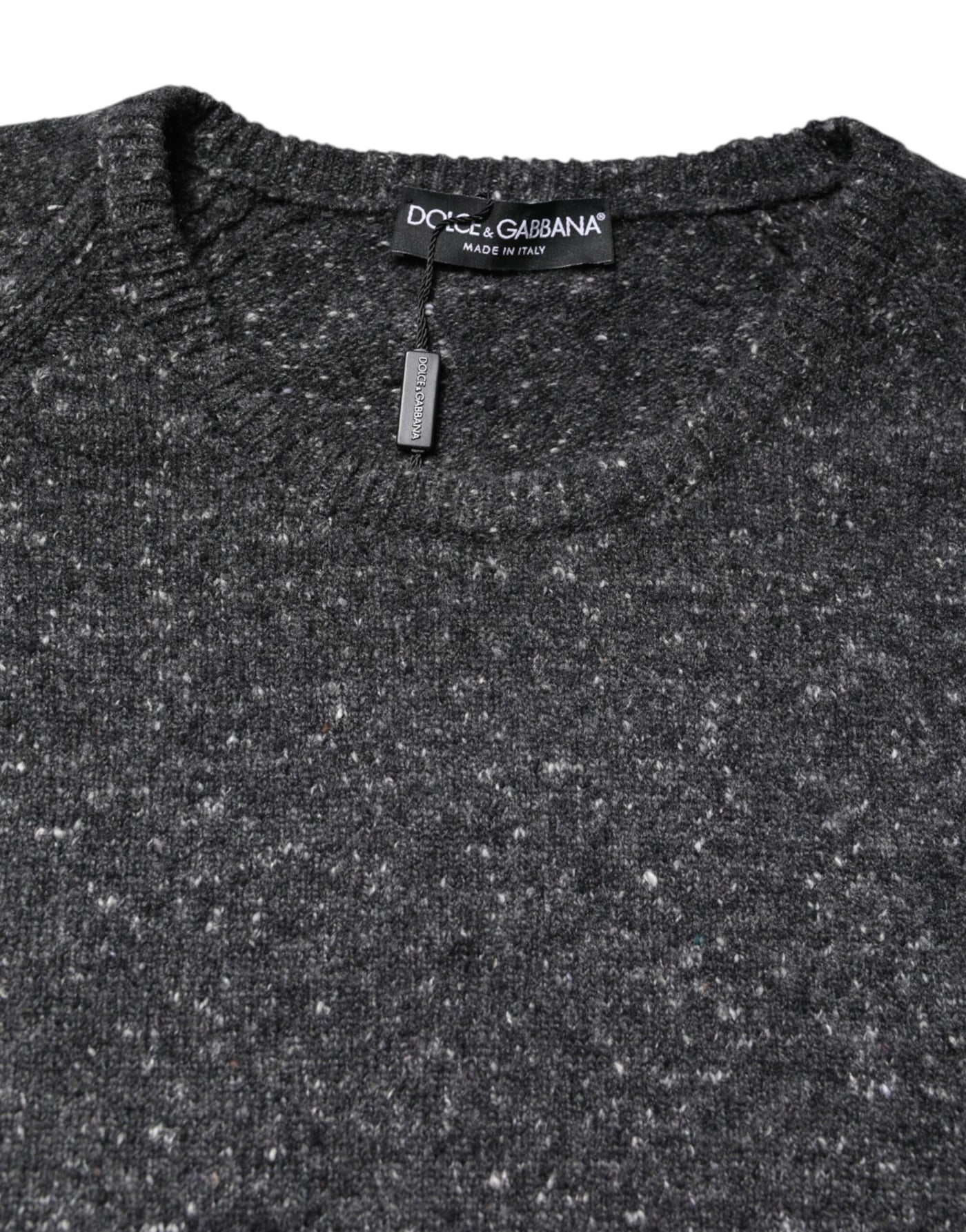 Pull col rond en laine grise Dolce &amp; Gabbana
