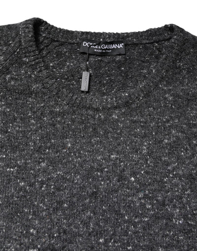 Pull col rond en laine grise Dolce &amp; Gabbana