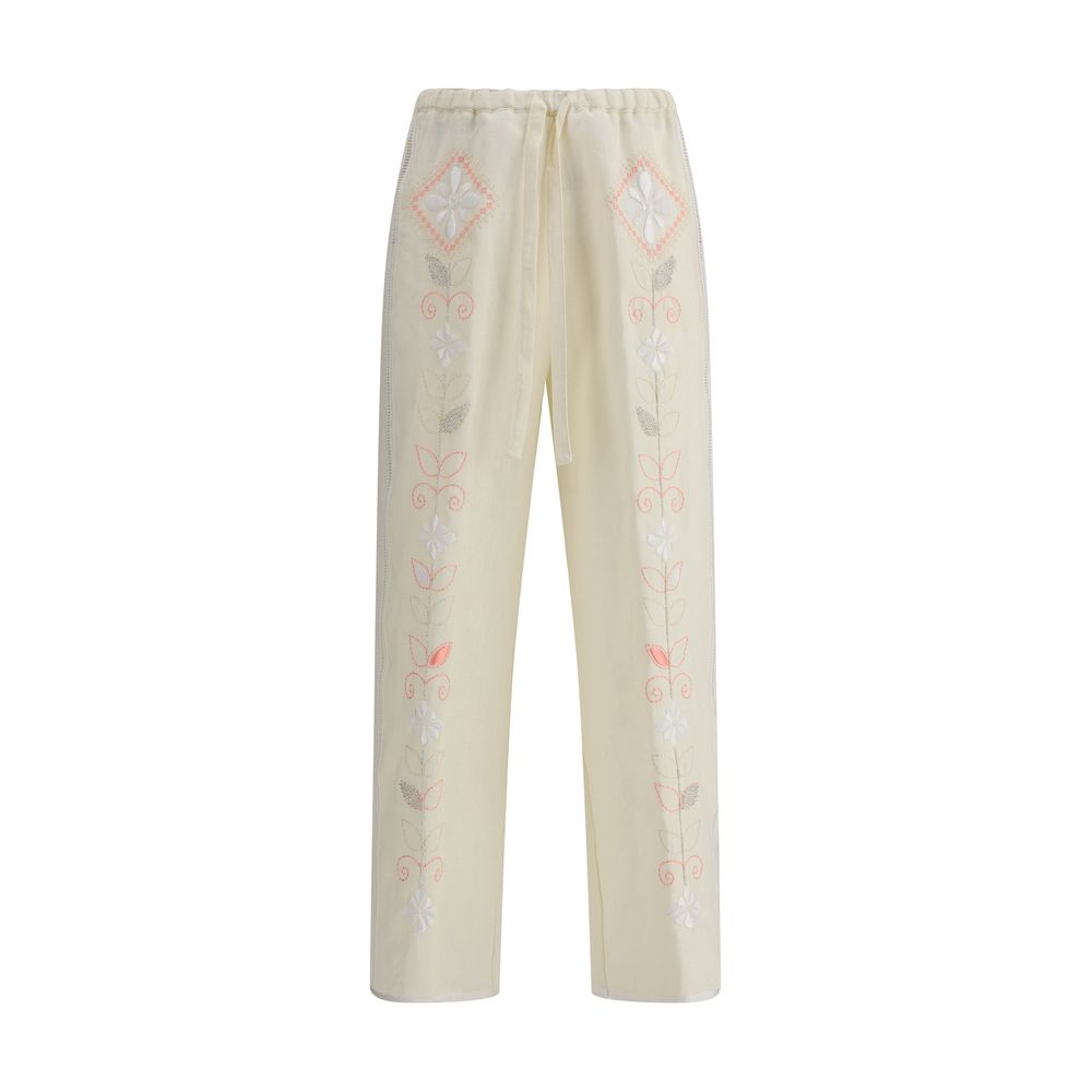 Pantalon en lin brodé Forte_Forte