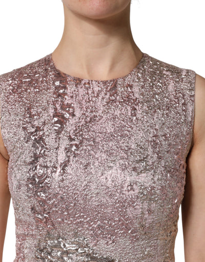 Dolce &amp; Gabbana roze jacquard mouwloze mantelminijurk
