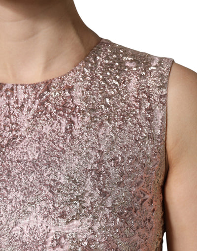 Dolce &amp; Gabbana roze jacquard mouwloze mantelminijurk