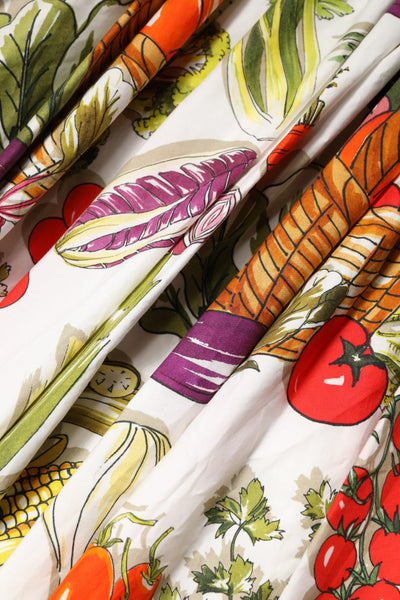 Dolce &amp; Gabbana Witte Groenten Mouwloze A-lijn Midi-jurk