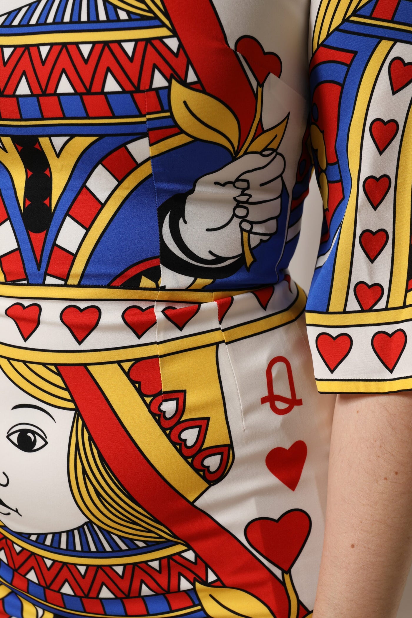 Dolce &amp; Gabbana White Queen Of Heart korte mouwen midi-jurk