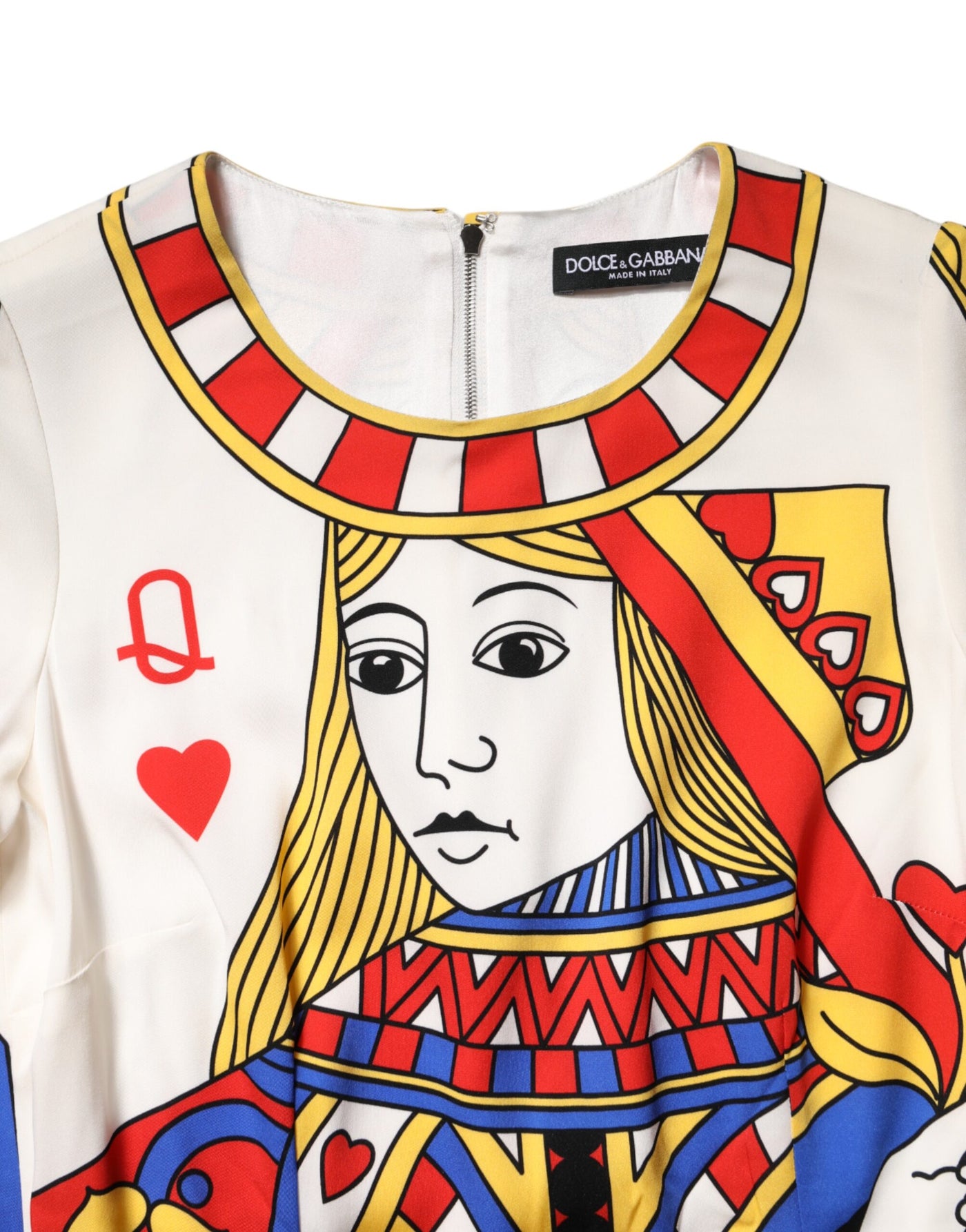 Dolce &amp; Gabbana White Queen Of Heart korte mouwen midi-jurk