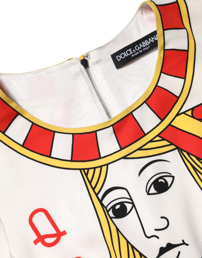Dolce &amp; Gabbana White Queen Of Heart korte mouwen midi-jurk