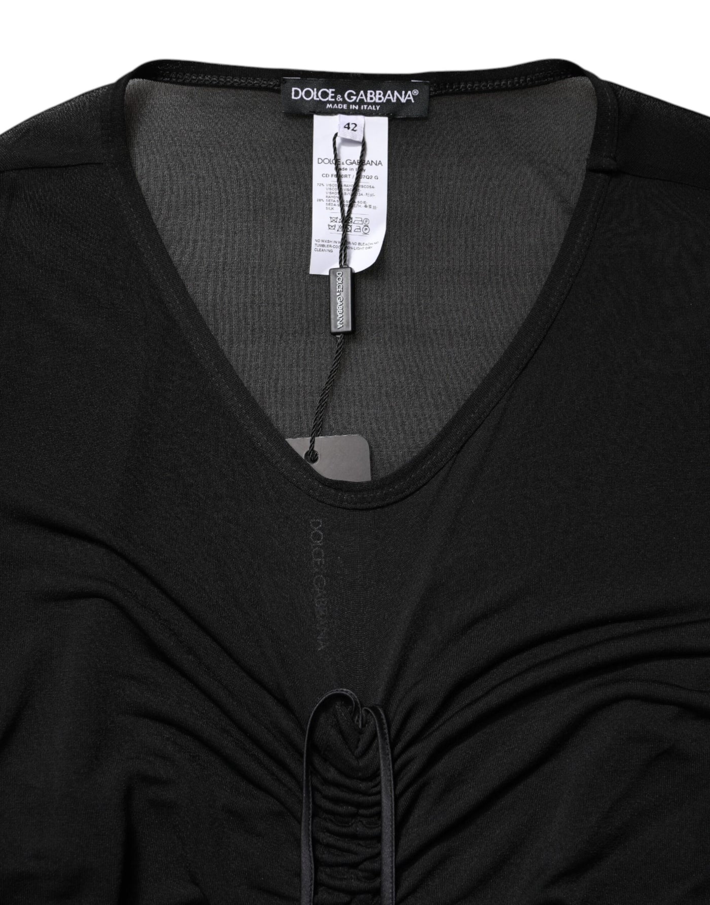 Dolce &amp; Gabbana Zwarte Bodycon Lange Schedejurk met Mesh Trim
