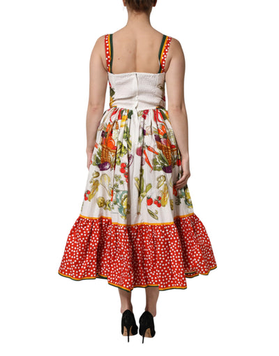 Dolce &amp; Gabbana Witte Groenten Mouwloze A-lijn Jurk