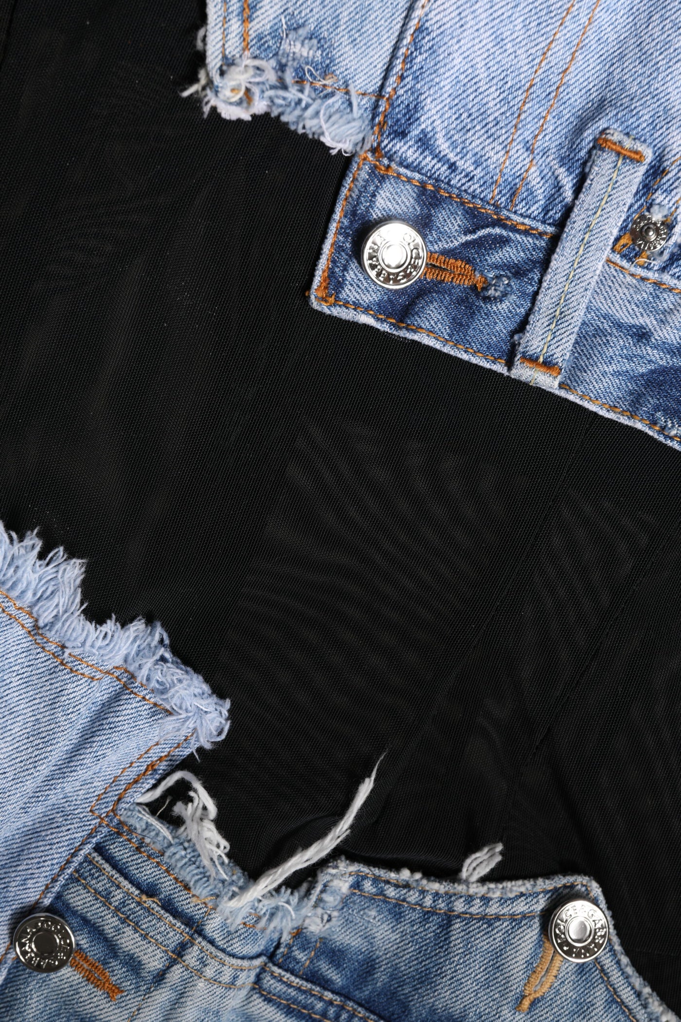 Dolce &amp; Gabbana zwartblauwe mouwloze denim minijurk