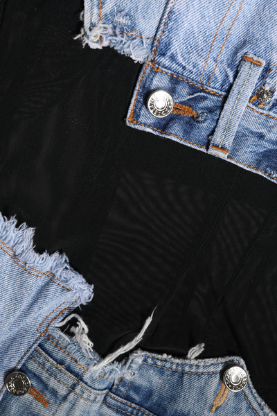 Dolce &amp; Gabbana zwartblauwe mouwloze denim minijurk