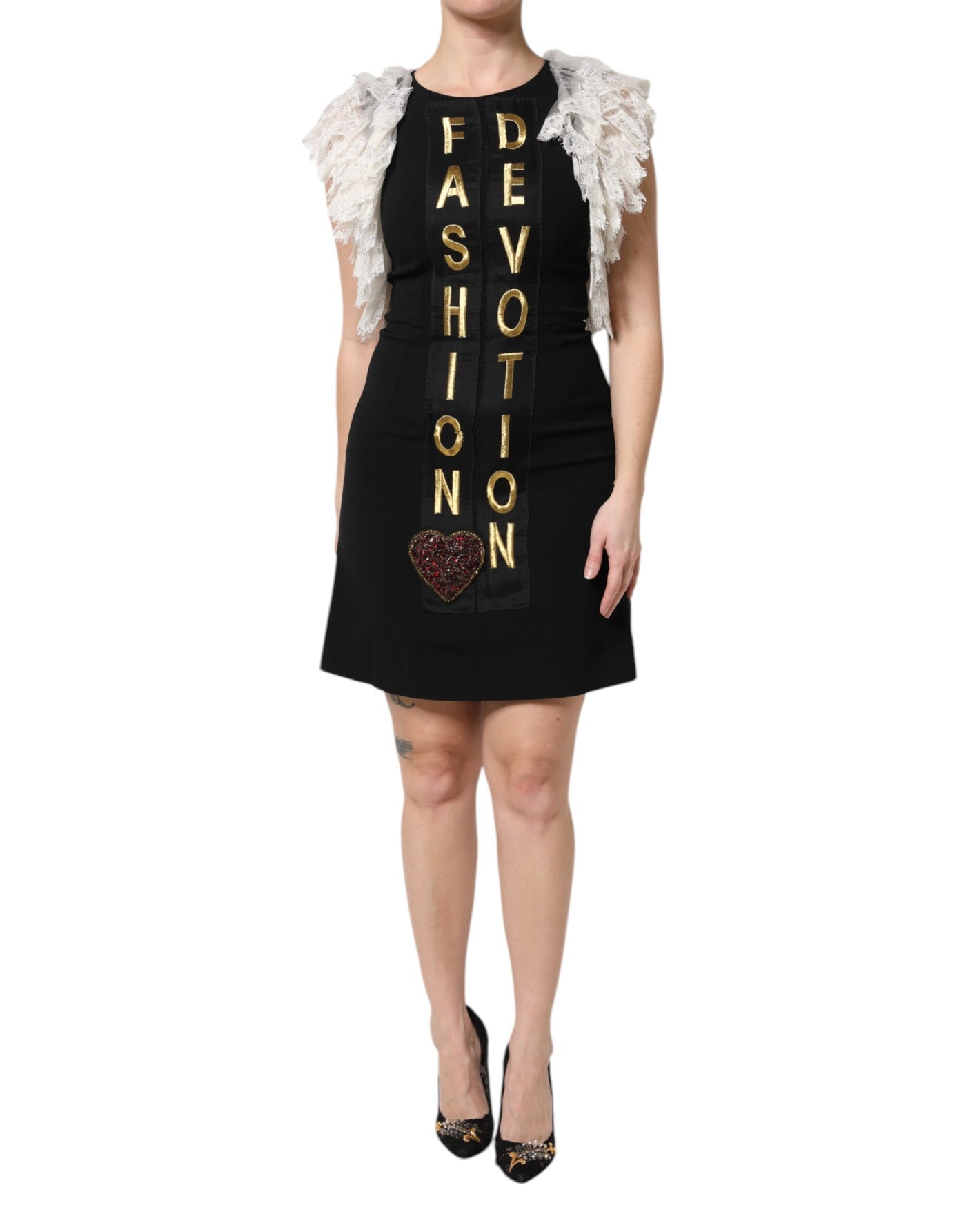Robe courte noire à ornements Dolce &amp; Gabbana Fashion Devotion