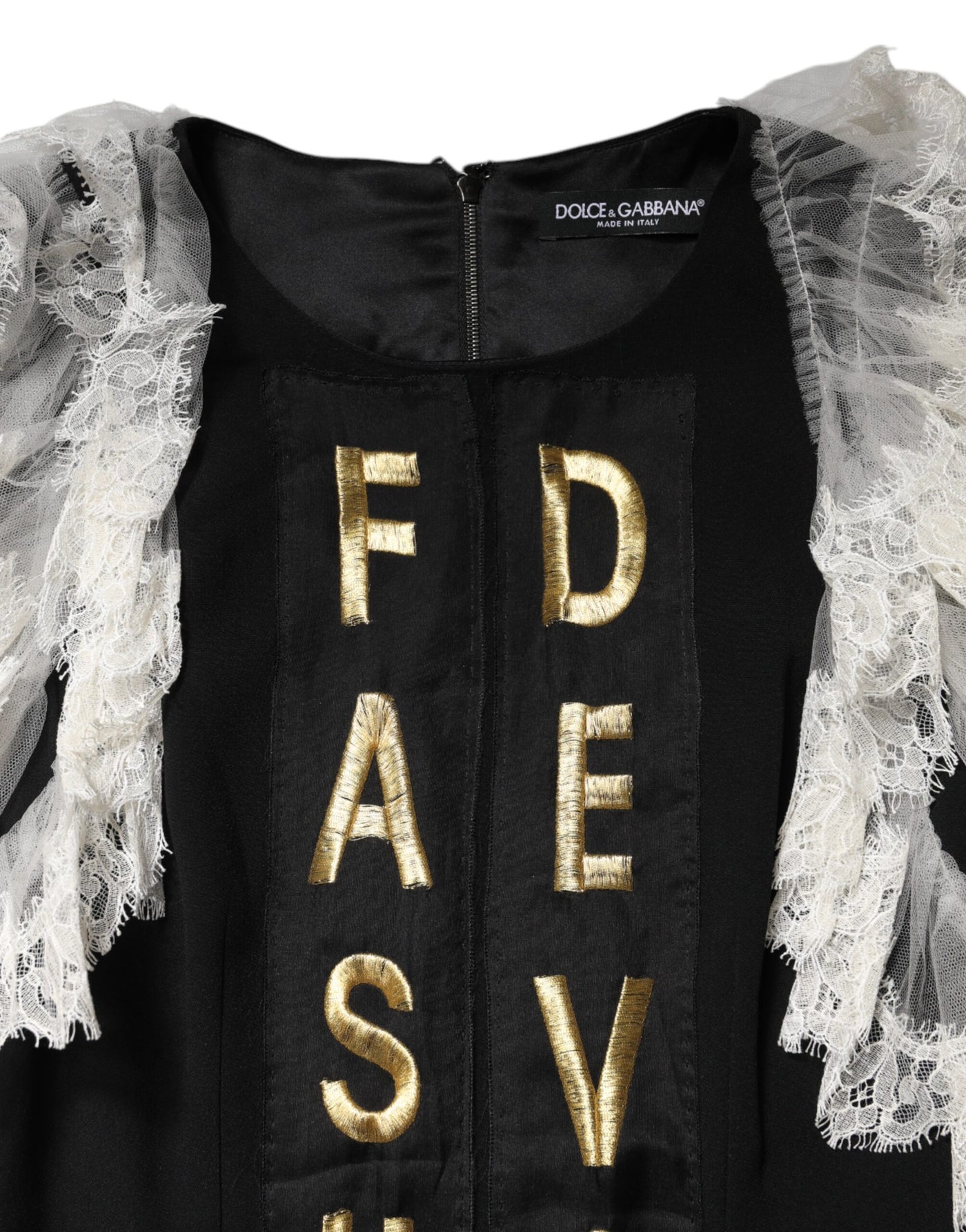 Robe courte noire à ornements Dolce &amp; Gabbana Fashion Devotion