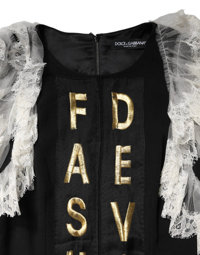 Robe courte noire à ornements Dolce &amp; Gabbana Fashion Devotion