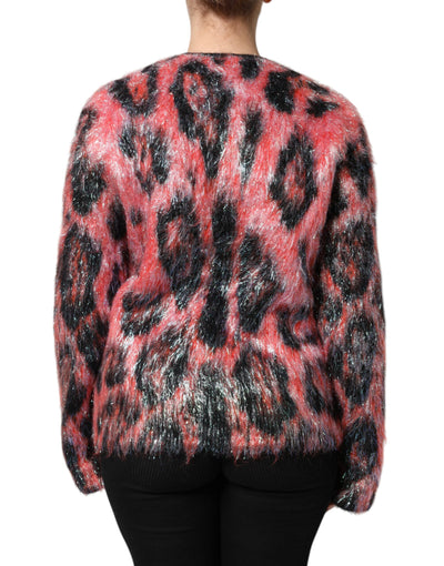 Pull cardigan boutonné en laine mohair rouge Dolce &amp; Gabbana
