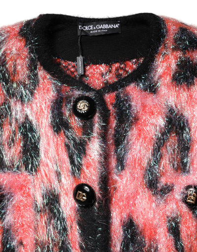 Pull cardigan boutonné en laine mohair rouge Dolce &amp; Gabbana
