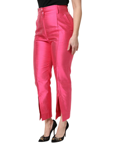 Pantalon fuselé taille haute en soie rose Dolce &amp; Gabbana