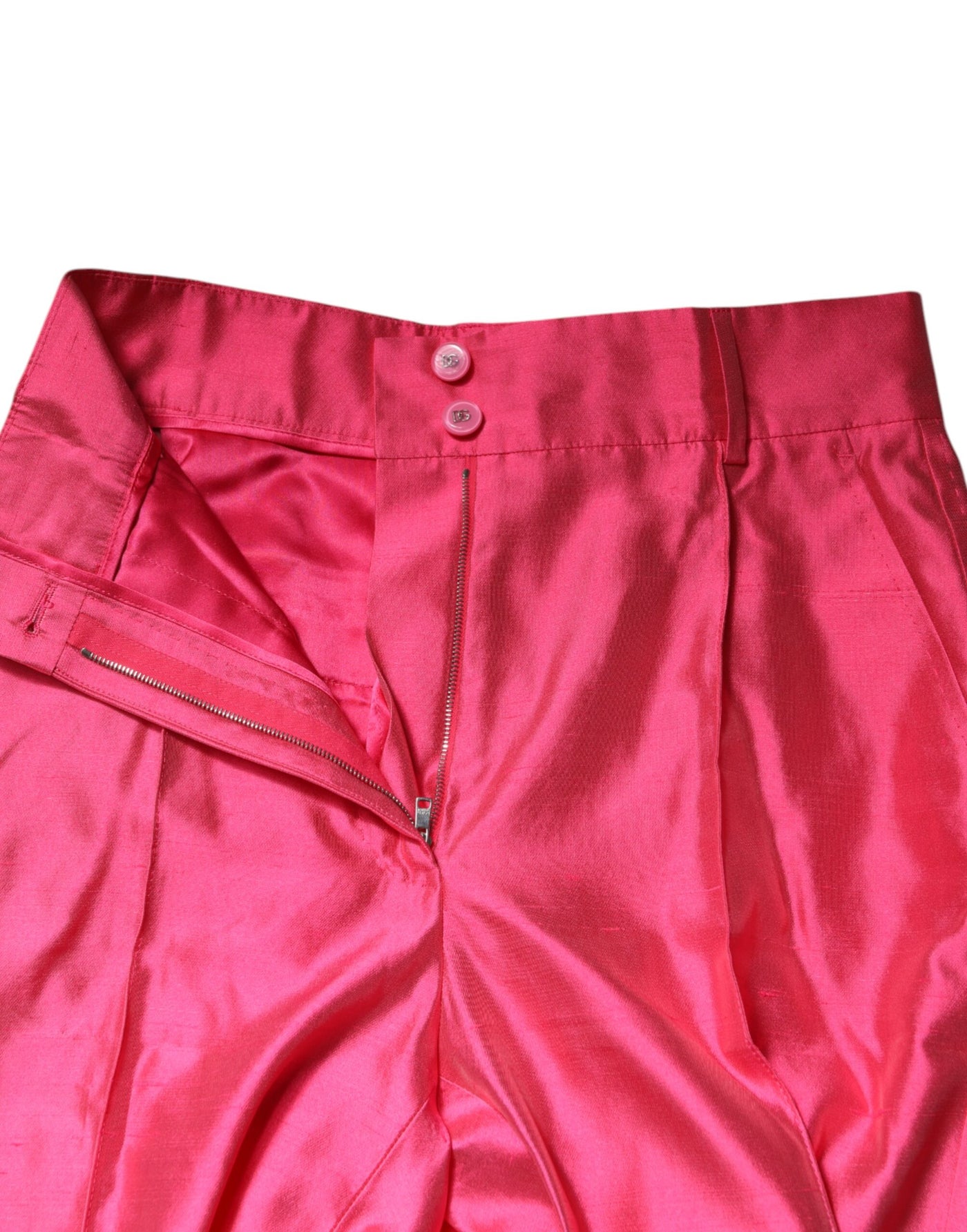 Pantalon fuselé taille haute en soie rose Dolce &amp; Gabbana
