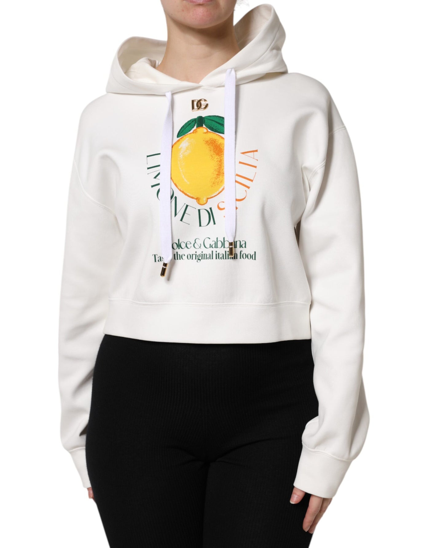 Dolce &amp; Gabbana Ivoorkleurige katoenen hoodie met print