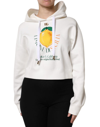 Dolce &amp; Gabbana Ivoorkleurige katoenen hoodie met print