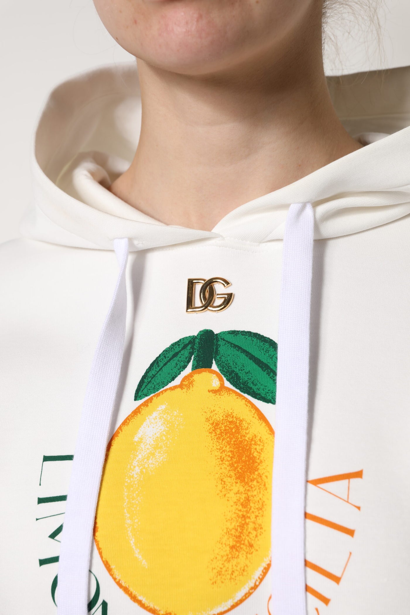 Dolce &amp; Gabbana Ivoorkleurige katoenen hoodie met print