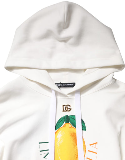 Dolce &amp; Gabbana Ivoorkleurige katoenen hoodie met print