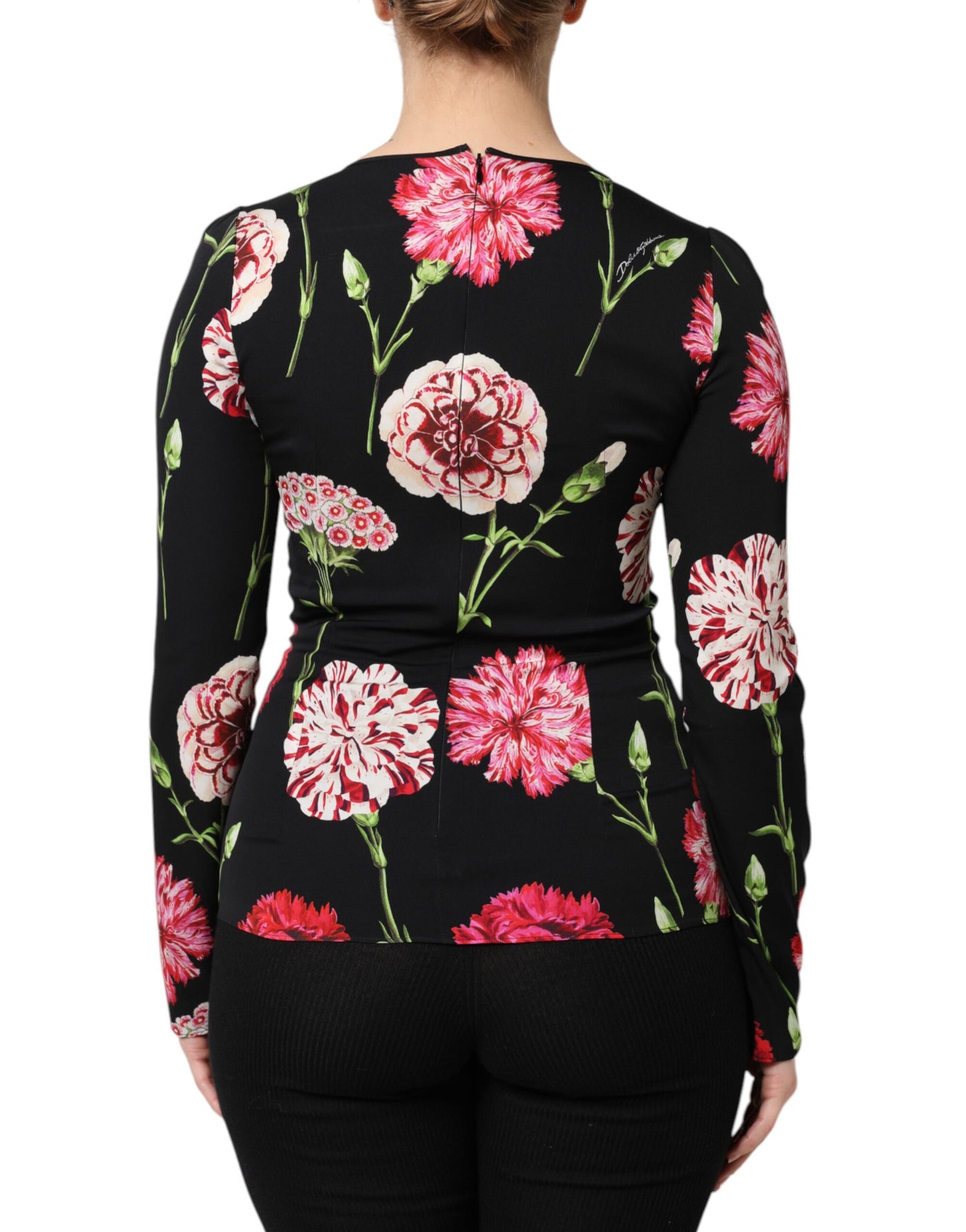 Chemisier à manches longues et imprimé floral noir Dolce &amp; Gabbana pour femme