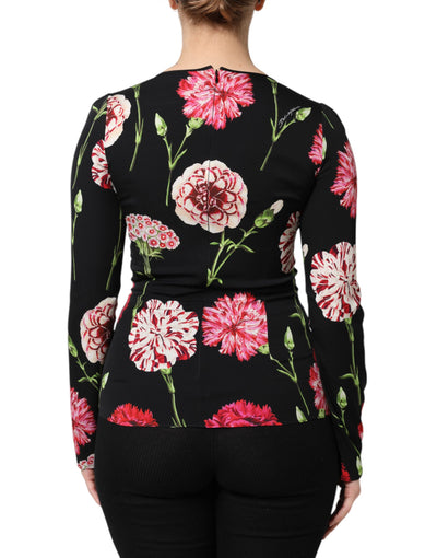 Chemisier à manches longues et imprimé floral noir Dolce &amp; Gabbana pour femme