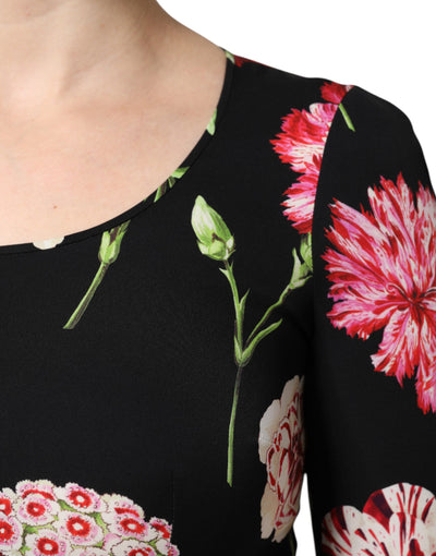 Chemisier à manches longues et imprimé floral noir Dolce &amp; Gabbana pour femme