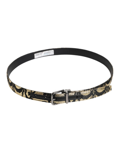 Ceinture Dolce &amp; Gabbana en cuir jacquard multicolore avec boucle en métal