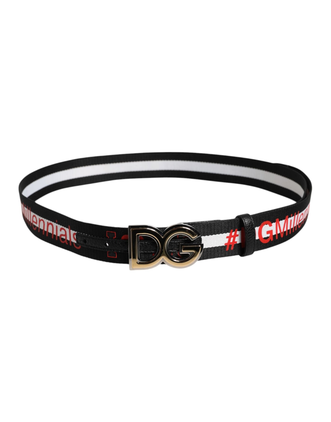 Ceinture en coton noir Dolce &amp; Gabbana avec boucle DG et logo imprimé