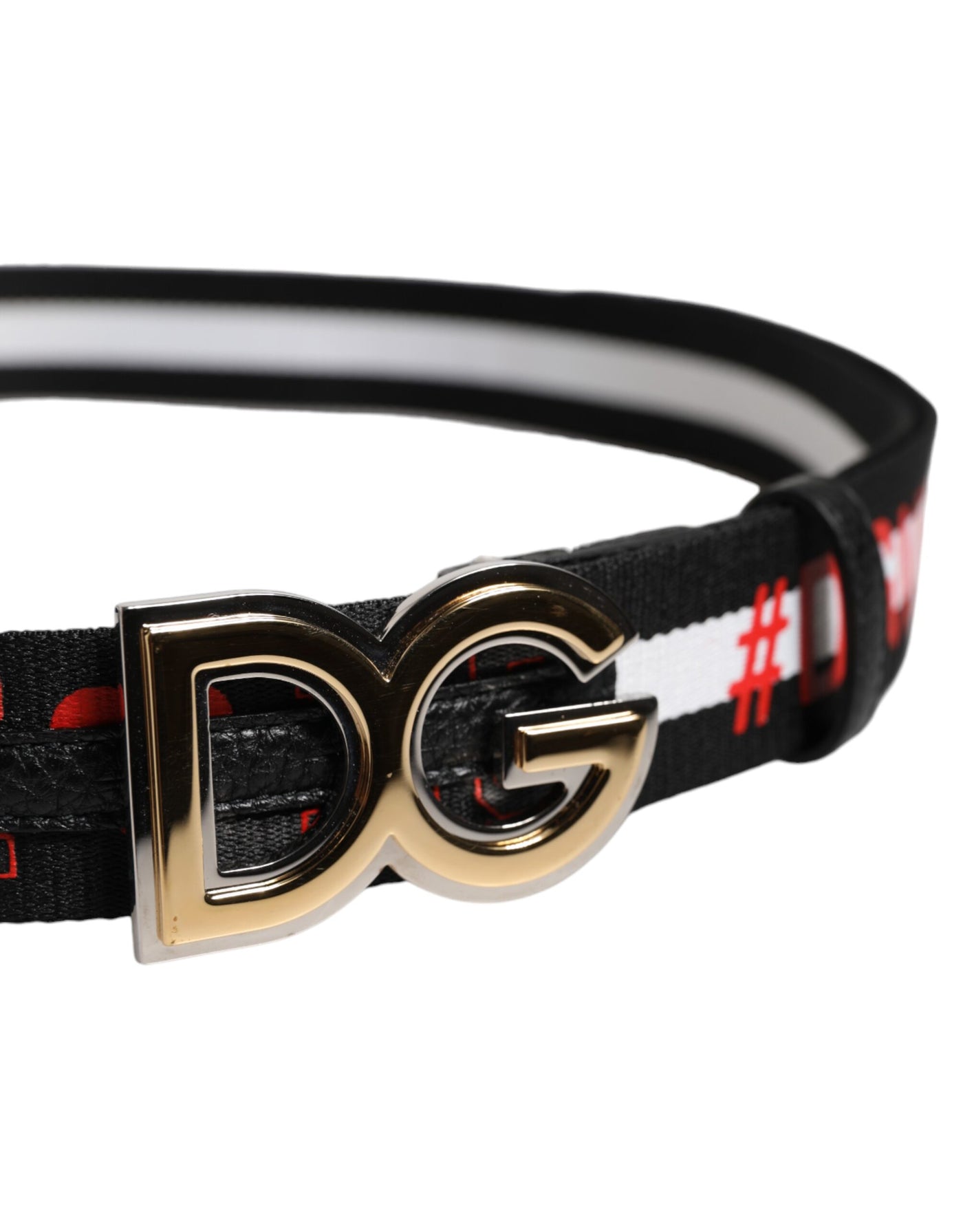 Ceinture en coton noir Dolce &amp; Gabbana avec boucle DG et logo imprimé
