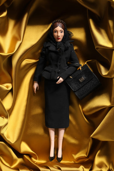 Dolce &amp; Gabbana Zwarte Jurk Keramiek Porselein Mode Leer Sicilië Poppen