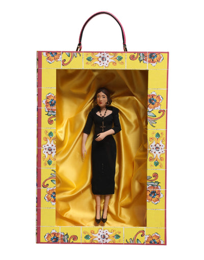 Dolce &amp; Gabbana Zwarte Jurk Keramiek Porselein Mode Leer Sicilië Poppen