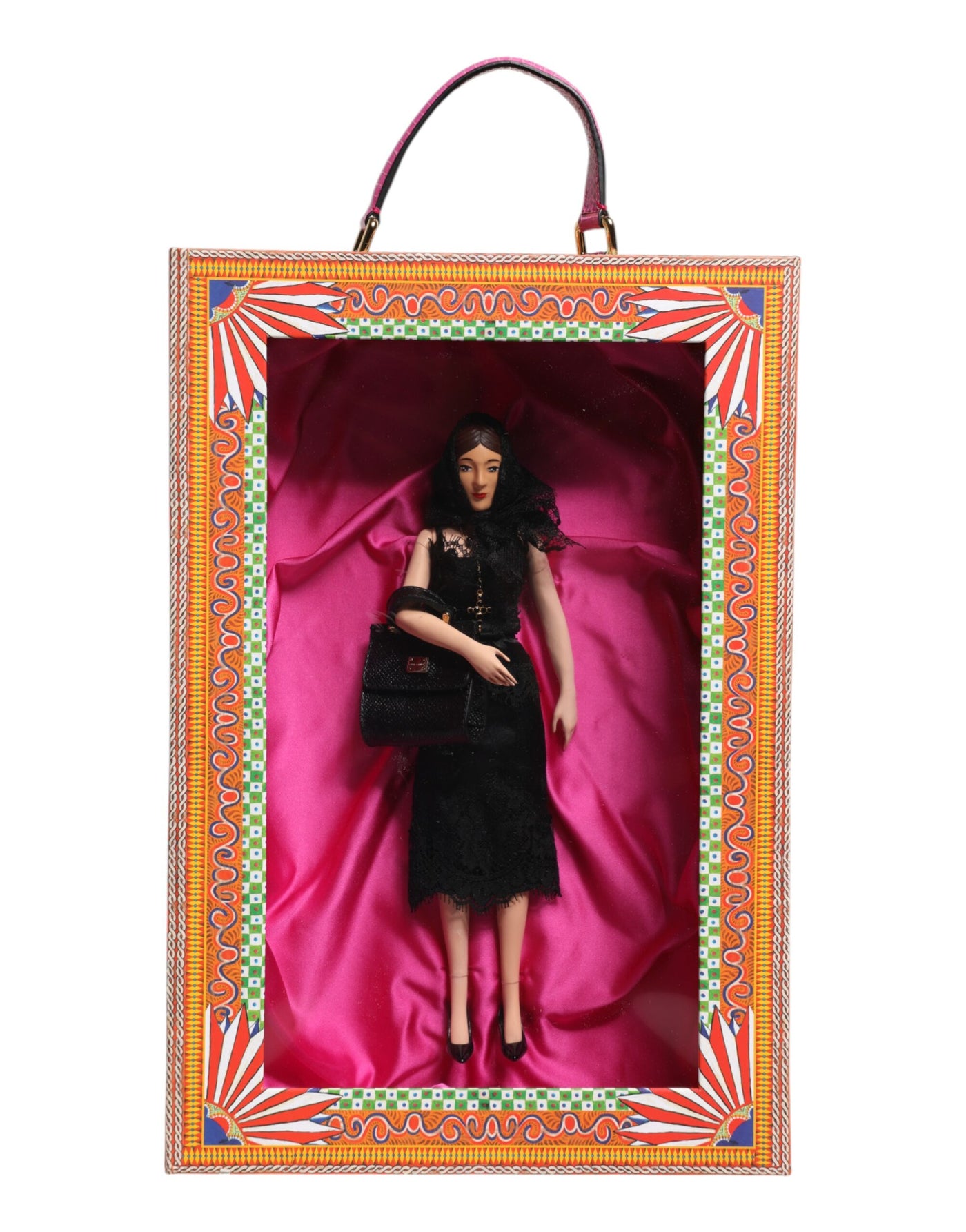 Dolce &amp; Gabbana Zwarte Jurk Keramiek Porselein Mode Leer Sicilië Poppen