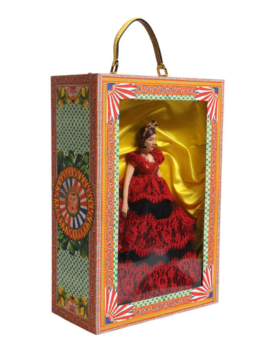 Dolce &amp; Gabbana Rode Jurk Keramiek Porselein Modedoos Leer Sicilië Poppen