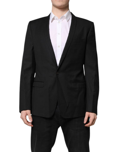Blazer de costume simple boutonnage Dolce &amp; Gabbana noir doré