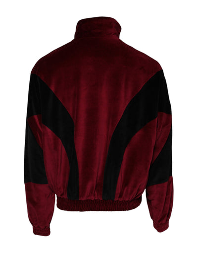 Veste bomber zippée en coton rouge et noir avec logo Dolce &amp; Gabbana